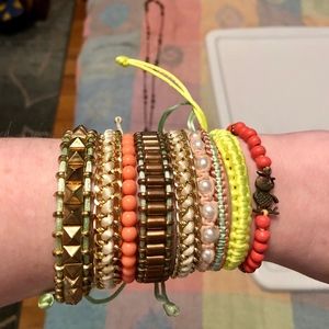 Modcloth,9 Funky Bracelets w/ Drawstring Fastening